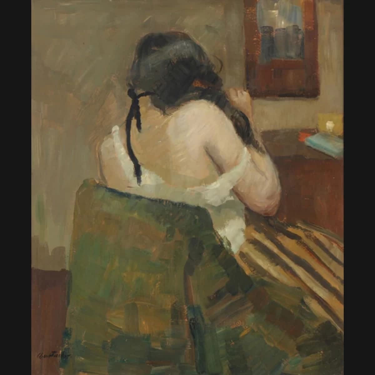 Carl Fischer. Kvinde ved spejl, 1920. 60x51cm