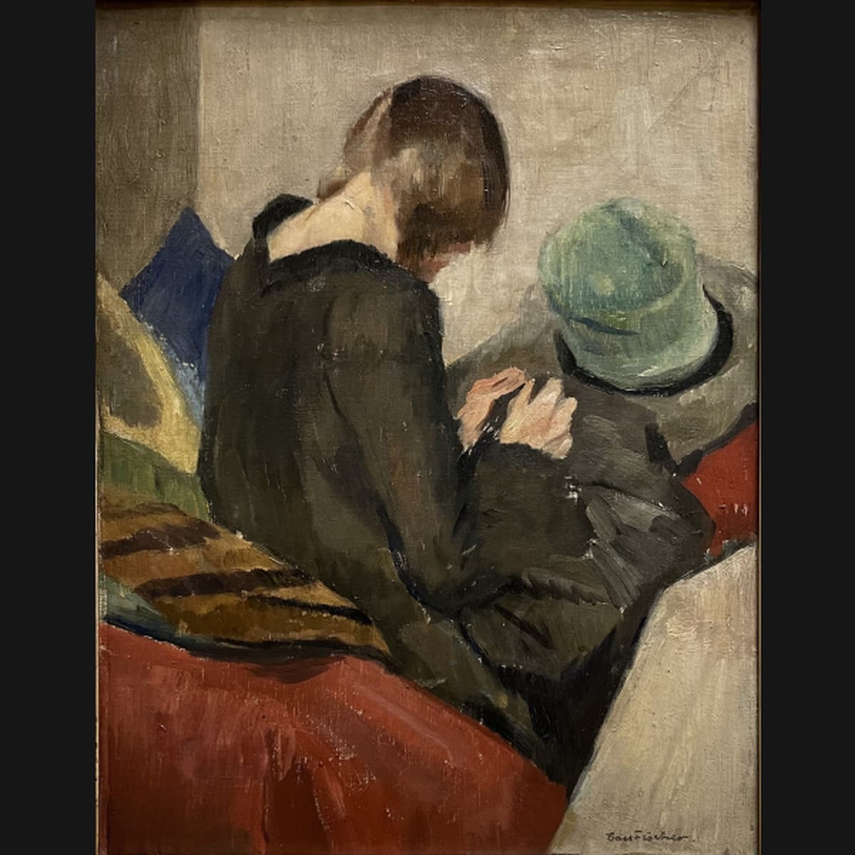 Carl Fischer “Interiør med kvinde” 1924. 45x34cm