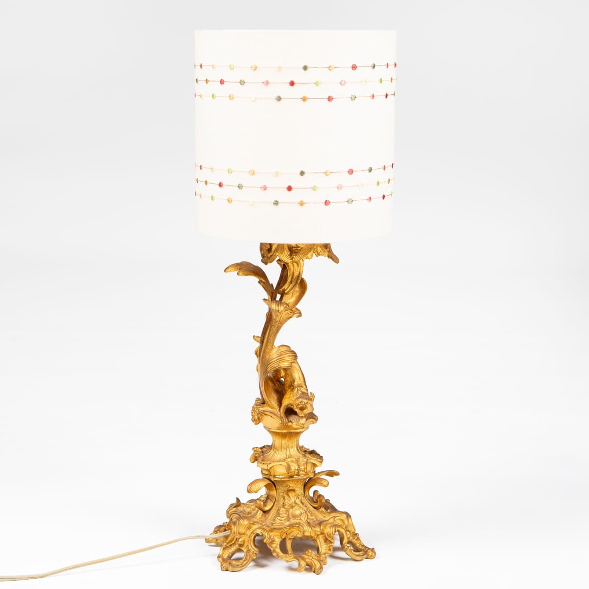 Fransk bordlampe i forgyldt bronze, rokokostil, ca. 1880