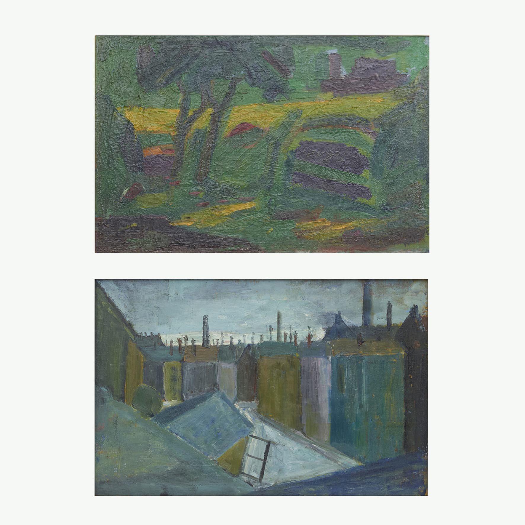 Erik Hoppe. Malet på 2 sider - motiv fra Søndermarken og byen