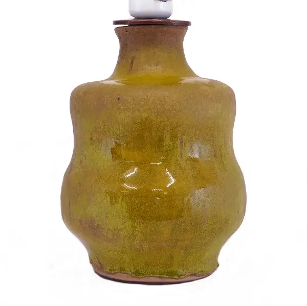 Christian Poulsen, 1911-91, lampe i stentøj med delvis blank solfatara glasur